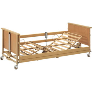 Funkcionālā aprūpes gulta Burmeier Dali Low-Entry ar piecelšanās stieni un viszemāko guļamās daļas augstumu 23 cm