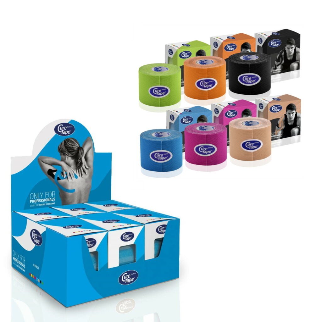 Kinezioloģiskie teipi CureTape Classic kārbā, 6 gabali, dažādas krāsas