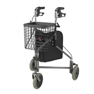 Tērauda rollators ar trim riteņiem, grozu un somu Kid-Man 02-5041C