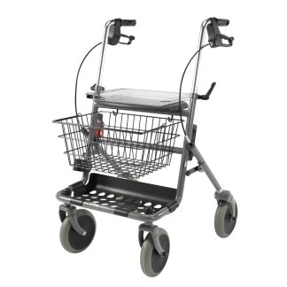 Tērauda rollators ar četriem riteņiem, grozu un sēdekli Kid-Man 04-4200F