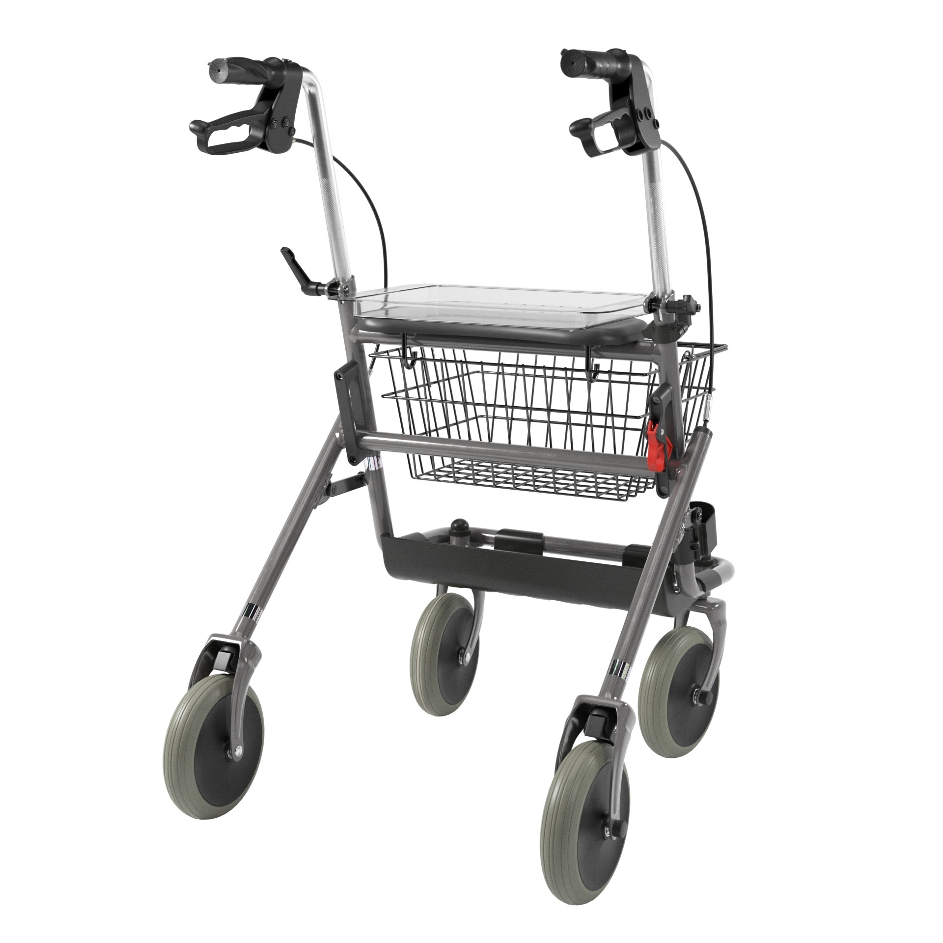 Tērauda rollators ar četriem riteņiem, grozu un sēdekli Kid-Man 04-4200F - Image 2