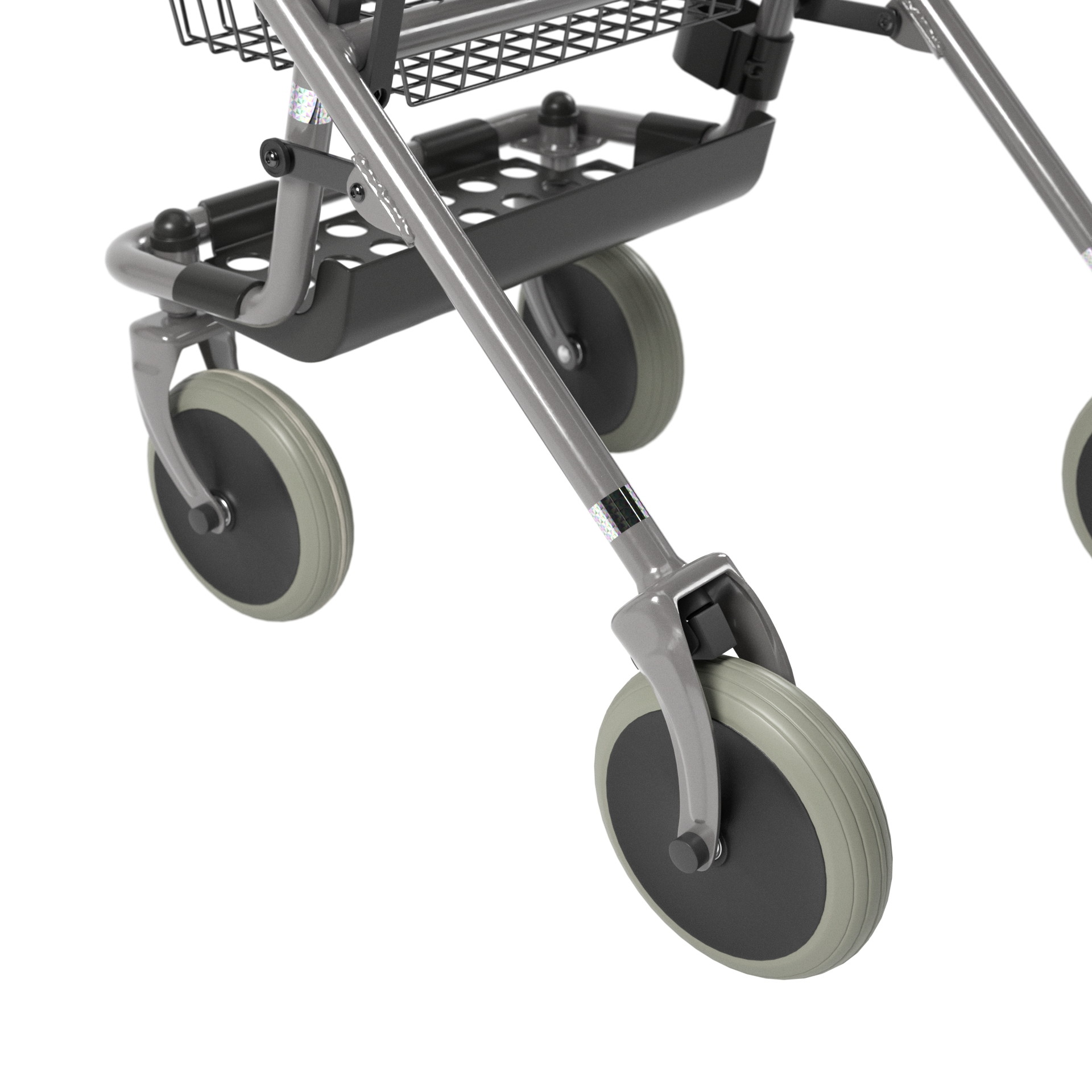 Tērauda rollators ar četriem riteņiem, grozu un sēdekli Kid-Man 04-4200F - Image 6