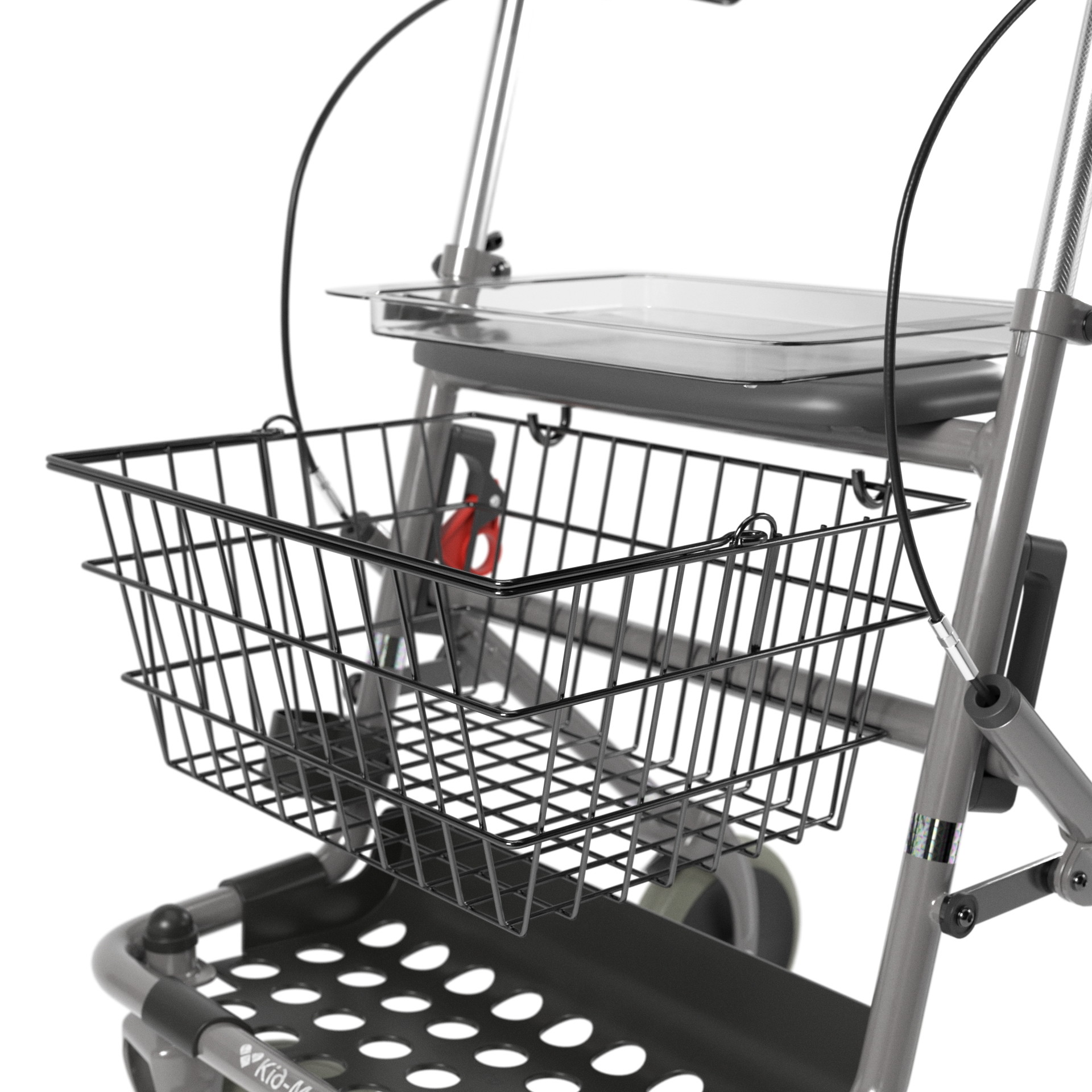 Tērauda rollators ar četriem riteņiem, grozu un sēdekli Kid-Man 04-4200F - Image 9