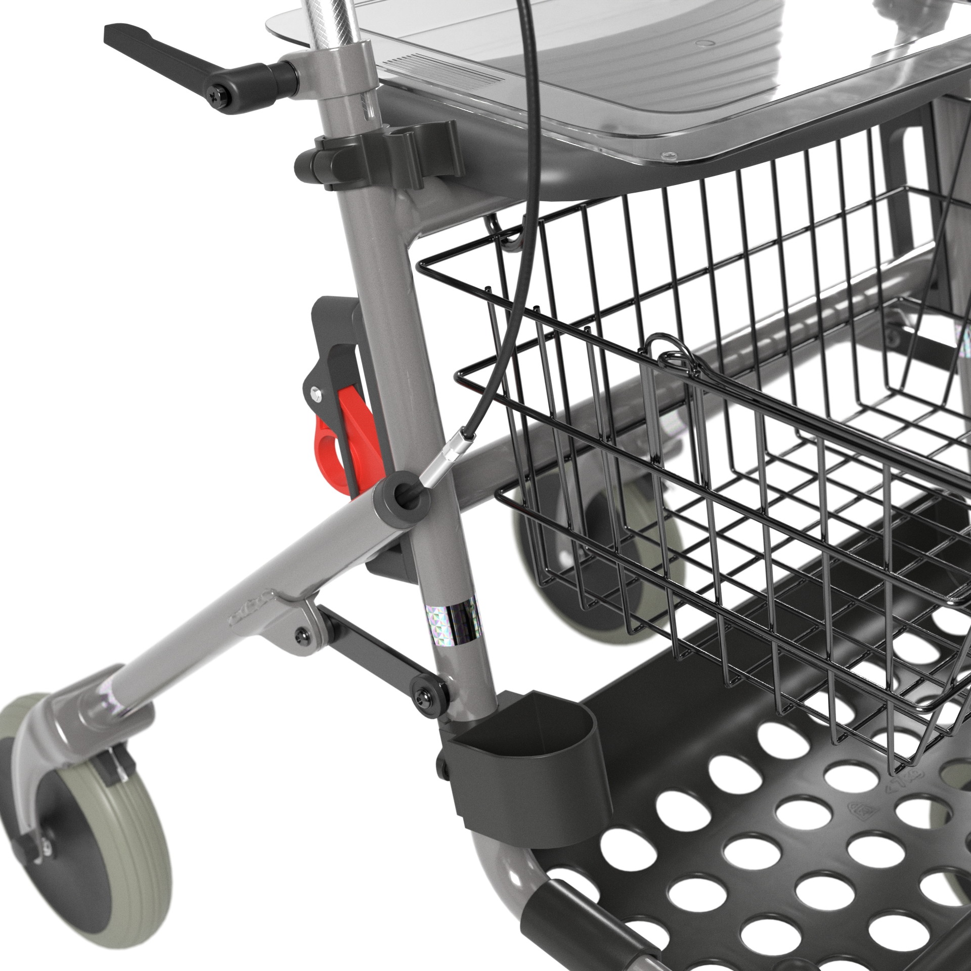 Tērauda rollators ar četriem riteņiem, grozu un sēdekli Kid-Man 04-4200F - Image 10